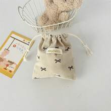 Round Dot Diamond Grid Bow Small Floral Drawstring Pouch, Perfect For Storing Travel Toiletries, And Can Also Be Used As A Decorative Gift Bag Suitable For Storing Lipstick, Accessories, Cosmetics, And Small Items - Multicolor - View 14