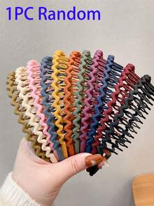 1/8pcs Women's Wavy Plastic Hair Headband, Serrated Non-Slip Comb Teeth Hairband, Fashion Hair Accessory - Multicolor - View 4
