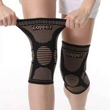 1pc/2pcs Copper Fiber Knee Support, Compression Knee Sleeve, Unisex, Suitable For Running, Meniscus Tear, ACL, Arthritis, Fitness Workout - Gold - View 7