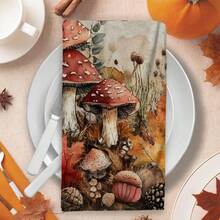 2/4/48pcs Autumn Series Watercolor Forest Mushroom Pattern Printed Kitchen Towels - Super Soft, Highly Absorbent Polyester Tableware And Hand Towels, Perfect For Holiday Decor, Kitchen Decor, Party Decor - Multicolor - View 7