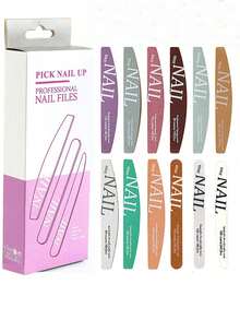 12pcs/Set Professional Nail File Set For Nail Technicians, Sponge Buffer, Double-Sided Polishing Nail File, Reusable And Washable - Multicolor - View 10