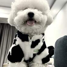 Dog Clothes Autumn/Winter Thick Warm Faux Fur Coat For Schnauzer, French Bulldog, Bichon, Teddy, Small And Medium-Sized Dogs, Cow Pattern - Black and White - View 4