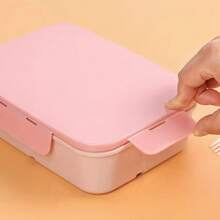 3-Compartment Travel Bento Lunch Box With Flip Lid, Leak-Proof Portable Meal Container For Outdoor Activities, Breakfast And Meal Prep, Kitchen Accessory, Camping Essential, Rose Flower With 26 Alphabet Initials Pattern - Pink - View 3