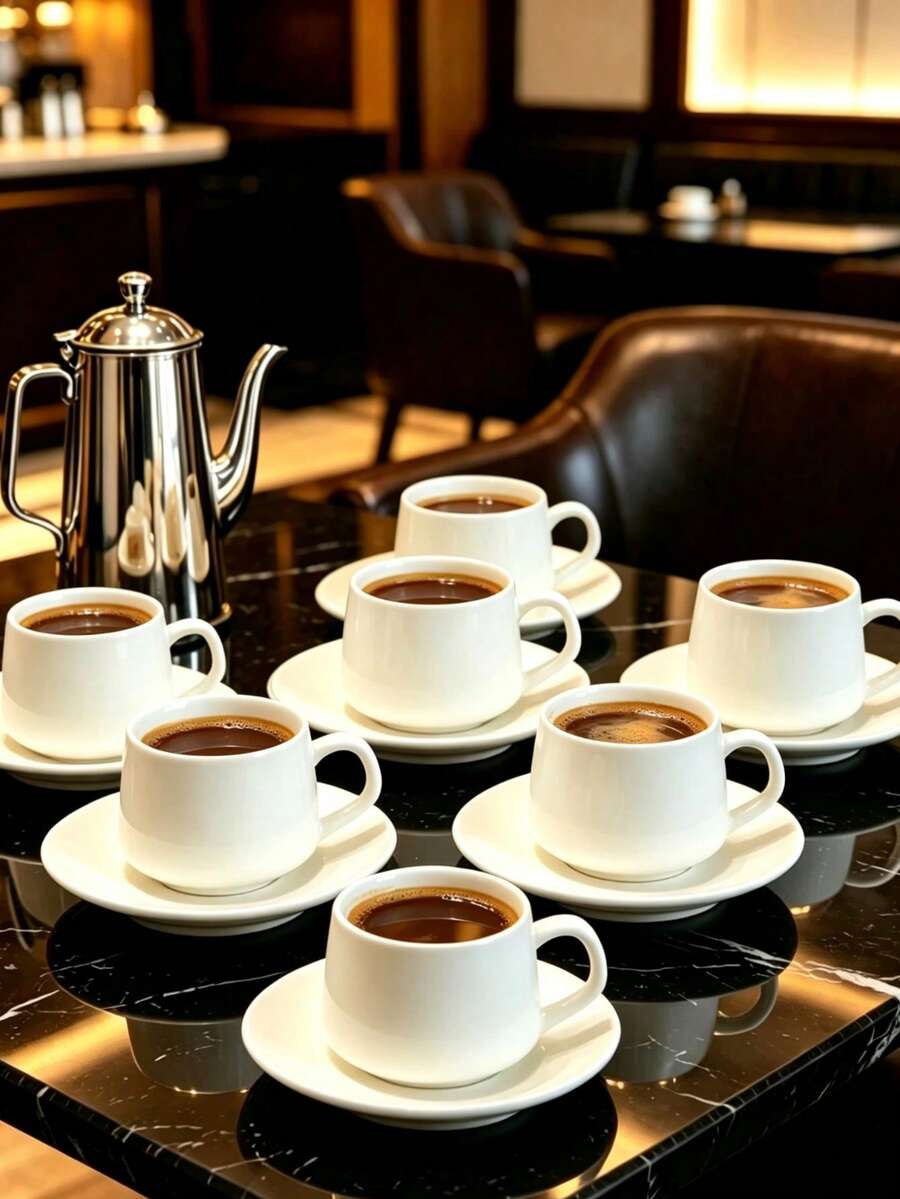 Set Of 6 / Set Of 1, 90ml Concentrated Ceramic Coffee Cups And Saucers, Microwave And Dishwasher , Suitable For Use As Teacups, Espresso Cups Or Arabic Coffee Cups. Perfect For Afternoon Tea, Cafes, The Kitchen And Home Decor; An Ideal Gift. - Multicolor - View 1