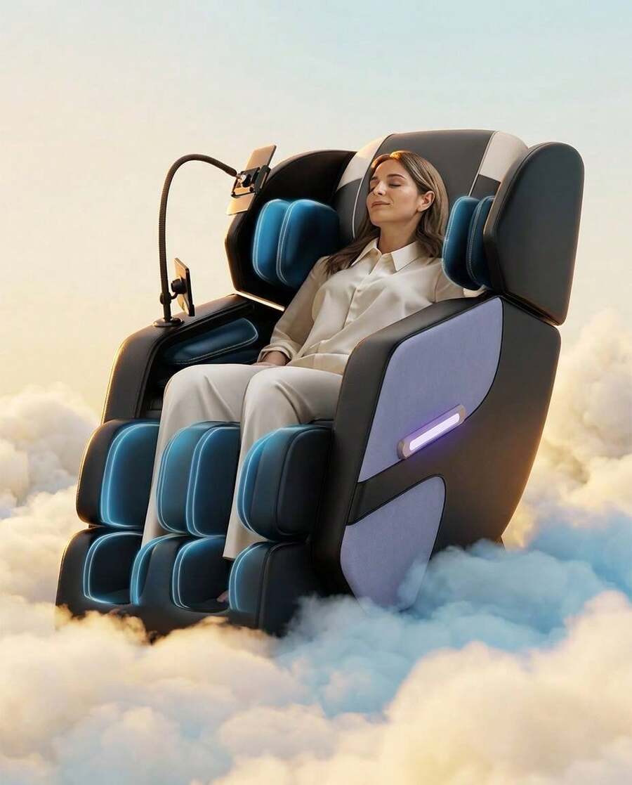 BILITOK 2026 3D Zero Gravity Massage Chair Full Body Airbag Wrap Recliner With 6 Massage Rollers Waist Leg Heating & Foot Acupoint Massage Suitable For Home Living Room & Office Relieve Body Fatigue - Blue - View 1