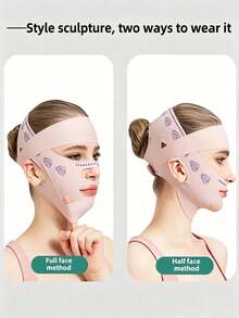 1pc Unisex Adjustable V-Shaped Reusable Face Cover Strap, Seamless Printed Design, Breathable Nylon Fabric - Pink - View 5