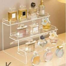 美妝階梯式展示架 多層化妝品收納架 香水展示架 美妝工具展示架 加強加厚梯形展示架 適用於客廳、浴室、臥室、居家裝飾 - 彩色 - 查看 6