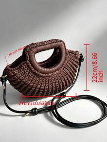 Dedoo Vintage Shell Knitted Top‑Handle Bag For Women, Detachable Strap Woven Crossbody Handbag Retro Elegant Purse - Coffee - View 6