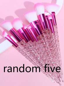 5 pièces Ensemble de pinceaux de maquillage professionnels aléatoires, pinceau à poudre, pinceau de maquillage pour les yeux, outils de maquillage, rose rouge - Multicolore - Voir 12