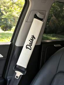 1pc Car Seat Belt Shoulder Pad, Customizable With Your Personalized Name Text Embroidery, For Comfortable Driving, Car Seat Belt Cushion, Vehicle Interior Accessory, Minimalist Design, Durable Material, All-Season Use, Cover - Multicolor - View 5