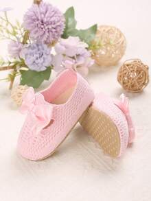 Spring/Summer Pink Fabric Sole Princess Shoes, Comfortable Walking Shoes For 0-12 Months Infants - Pink - View 1