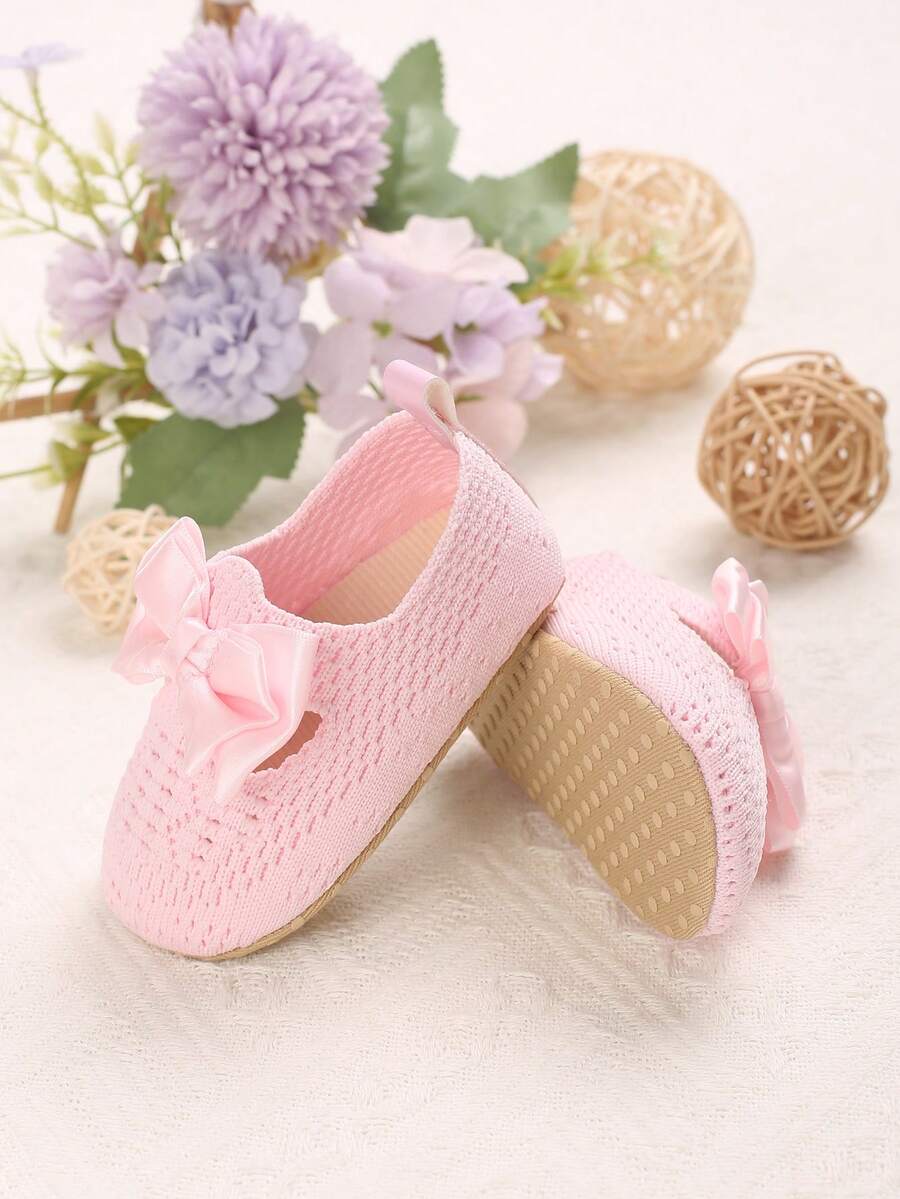 Spring/Summer Pink Fabric Sole Princess Shoes, Comfortable Walking Shoes For 0-12 Months Infants - Pink - View 1