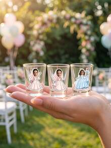 36/64/132pcs Personalized Wedding Bride Stickers, Custom Photo,Bride Face Shot Glasses Stickers,Bachelorette Party Cups Stickers Favors - Multicolor - View 11