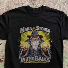 Lustiges Gamer-T-Shirt: Mana ist in den Bällen gespeichert - Magier-T-Shirt - Schwarz - Übersicht 1