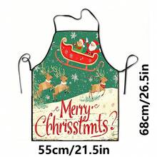 1pc Christmas Santa, Christmas Bell, Christmas Snowflake, Christmas Reindeer, Christmas Tree, Christmas Snowman, Christmas Penguin, Christmas Cartoon Animal Pattern Chef Apron, Apron, Suitable For Home Decor And Kitchen Use. Made Of 100% Polyester Material, Designed As Sleeveless Style, Perfect For Home Kitchen, Outdoor BBQ Cooking. This Printed Apron Is Unisex, Machine Washable And Reusable, An Essential Kitchen Item - Multicolor - View 10