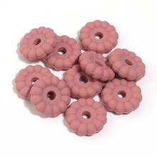 10pcs/Pack 12mm Round Striped Loose Beads, Morandi Multicolor Matte Frosted Silicone Flower Spacer Beads, Macaron Dopamine Style, DIY Bracelet Phone Charm Handmade Craft Accessories Materials - Round Striped Beads - View 16