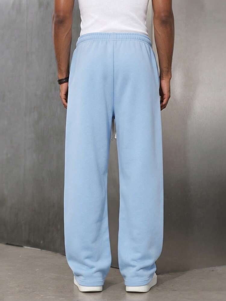 Regalo del Día del Padre Pantalones de Punto de unicolor Minimalistas y Versátiles para Hombres, Adecuados para Deportes y Uso Casual, Estilo Versátil de Moda para Otoño - Celeste - Añade 2