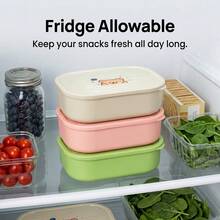 1pc Cute Pattern Plastic Lunch Box With Detachable 3-Compartment, Portable Fruit Salad Food Storage Container, Microwave Divided Bento Box, Refrigerator Fresh-Keeping Box, Leak-Proof Meal Prep Box For Student Adult Use In Home, School, Office, Picnic - Multicolor - View 9