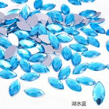 100顆/包 7*15mm 橄欖形水鑽，壓克力銀色底平背水鑽，尖頭橄欖形不對稱無孔水鑽，適用於舞蹈服裝、包包、鞋子DIY裝飾 - C - 查看 10