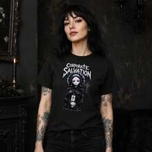 [24h From DE/FR/]Cyber Goth Shirt, Corporate Salvation Nun Tee, Creepy Goth Clothes, Goth, Dark Academia Alte - A - View 2