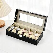 3/6/10/12 Grid Wooden Watch Storage Box With Glass Lid, Black/Walnut Color Watch Display Storage Box, Dust-Proof Velvet Lining, Men's And Women's Watch Collection Box, Birthday Christmas Gift, Halloween Gift, Christmas Gift - Black - View 8