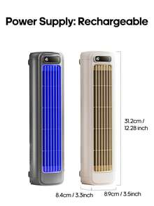 kinscoter 1件裝 2000mAh 可充電多功能桌上型風扇，壁掛式冷風機，便攜式塔扇，電動桌上旅行配件，戶外廚房露營空氣循環冷風機 - 塔扇式 - 查看 11