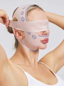 1pc Minimalist Women's V-Face Sleep Sculpting Bandage, Suitable For Day And Night Home Wear - Pink - View 2