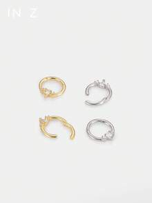 1pc 925 Sterling Silver 16G Pear-Shaped Zirconia Double Diamond Seamless Hoop Earring - Cartilage Hoop, Helix Hoop, Nose Ring, Septum Ring, Seamless Clicker Earring, Mini Earring, Tragus Hoop, Cartilage Hoop, Helix Piercing Ring, Silver Seamless Cartilage Earring, Suitable For Men And Women Daily Wear - Pear-shaped Double Diamond - View 3