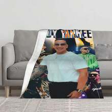 Cobija Suave y Calientita Tipo Plush Manta De Franela Con Temática De Daddy Yankee, Suave For &k - Negro - Ver 1