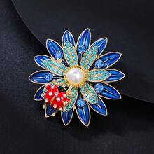 1件可愛合金琺瑯鑲嵌閃亮水鑽瓢蟲花朵採蜜裝飾胸針,適合女性日常配戴 - 花朵瓢蟲 - 查看 2
