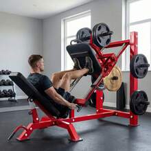 SOOZIER Leg Press Machine With Wheels And Calf Block, Adjustable Squat Machine For Home Gym With Barbell Plate Storage, 1000 Lbs Capacity Heavy Duty Leg Workout Equipment - Red - View 1