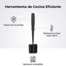 1 pieza de triturador de papas y picador de carne, herramienta para triturar carne de res para hamburguesas, puré de papas, aguacate y cocina, picador manual de silicona resistente al calor. EKAQ - Negro - Ver 5