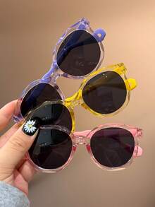 3 Pairs Round Multicolor Cute Children's Fashion Glasses, Suitable For Travel, Outfit Decoration, Beach Party, Outdoor Street Photography, Daily Wear - Multicolor - View 7