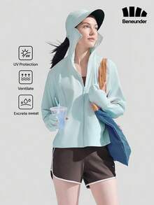 Beneunder Women's Full-Coverage Sun-Protective Jacket (Loose Fit) AL008 - Baby Blue - View 1