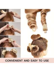 5Pcs Heatless Curling Rod Set Matching Hair Clips And Scrunchies Soft Fabric No Heat Damage Big Wave Overnight Hair Styling Tools For Sleeping Daily Hairstyle - Multicolor - View 3