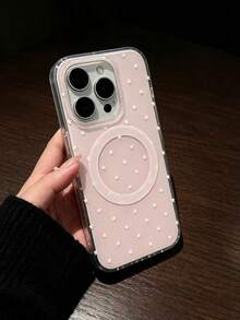 1pc Minimalist White Star Print Light Pink Phone Case, Full Camera Shockproof Protection, Soft Girl Style Fashion Decor, Holiday Gift For Best Friend, Compatible With Iphone 11 12 13 14 15 16 17 Pro Max - Multicolor - View 2