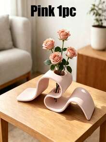 2/1pc Creative Ribbon-Shaped Dried Flower Holder, Minimalist Decorative Vase, Curved Vase Ornament. Unique Geometric Tabletop Decor (Fresh Flowers Not Included). Suitable For Home, Office, Living Room Decoration And Wedding Arrangement. - Multi-color - View 15