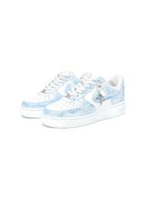Nike Air Force 1 First Day Of The Year Culture CNY Horse Year Men's Sneakers, White/Red/Gold Leather Lace-Up Casual Shoes For Luna - Blue - View 4
