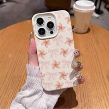 1 buah Casing Ponsel Bahan TPU Motif Pita Pink & Plumeria Layar Penuh Cocok Untuk iPhone 17 Pro Max/17/16 Pro Max/15/13/12/11/ S20 FE/A15/S24/A55/ Note 11/Note 12/Note 13 Pro Pelindung Ponsel Soft Shell Anti-Jatuh Cakupan Penuh - Putih - View 4