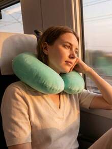 Portable U-Shaped Inflatable Neck Pillow, Comfortable & Soft, Essential Summer Travel Accessory For Airplane, Car, Home Office, Study, And Outdoor Camping - Multicolor - View 6