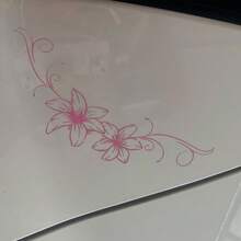 1 Pc Lily Flower Vinyl Car Decal, Cute Y2K Floral Sticker For Car Window Bumper Helmet, Easy To Apply - A - View 9