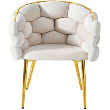 Set Of 4 Dining Chair, Beige Velvet Bubble Style - 米色 - 查看 4