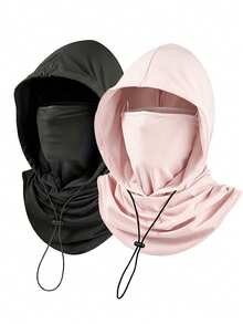 1pc Or 2pcs Unisex Balaclava Face Mask Head Cover, 3-In-1 Sweat-Wicking Quick-Dry Elastic Face Mask With Adjustable Drawstring, Suitable For Cycling, Motorcycle Riding, Running, Jogging, Sports, Hiking, Fishing, Outdoor Leisure - Multicolor - View 7