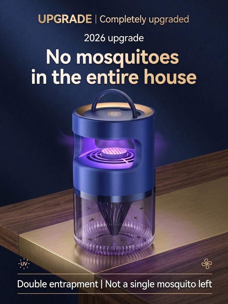 YITUMU 2-In-1 Quiet Electronic Mosquito Killer & Night Light, USB Powered Physical Insect Trap, For Babies, Wall-Mounted/Desktop Insect Catcher, Suitable For Bedroom, Home, Indoor/Outdoor, Chemical-Free, Compact Design - Black - View 1