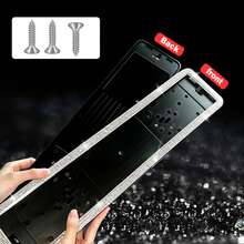1pc Shiny Crystal Rhinestone European Style License Plate Frame, Stainless Steel Rust-Proof License Plate Holder, Suitable For Tesla SUV Car Truck, Universal Russian Standard Size, Luxury Women's Car Accessory, Holiday And New Car Gift - Multicolor - View 3