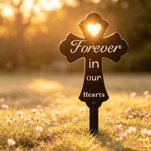 Pet Memorial Stake, Cat & Dog Silhouette Tombstone, Animal Memorial Garden Ground Stake, Suitable For Backyard Cemetery - Black - View 1