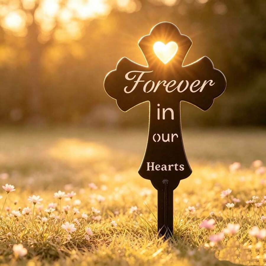 Pet Memorial Stake, Cat & Dog Silhouette Tombstone, Animal Memorial Garden Ground Stake, Suitable For Backyard Cemetery - Black - View 1