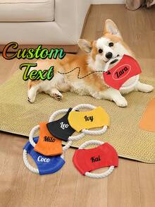 1pc Customized Pet Name Rope Flying Disc, Dog Outdoor Throwing Interactive Toy, Thickened Oxford Fabric Bite-Resistant And Pull-Resistant, Suitable For Small, Medium And Large Dogs, Pet Birthday Gift, Great Gift For Pet Owners - Multicolor - View 1