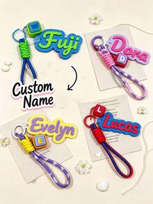 Customized Name Keychain, Personalized Creative Keychain, Bag Charm, Personalized Gift Suitable For Men And Women, Learning Supplies, Suitable For Teenagers, Middle School Students, High School Students, College Students, Lower Grade Students, Exquisite And Romantic, Practical And Fashionable, Travel Storage, Back To School Season - Multicolor - View 9