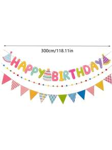 3pcs/1set Birthday Bunting, Triangle Flags, Cake, Pom Poms First Birthday Atmosphere Scene Decoration, Suitable For Birthday Party Bunting Banner, Theme Party - Raise the Flag - View 7
